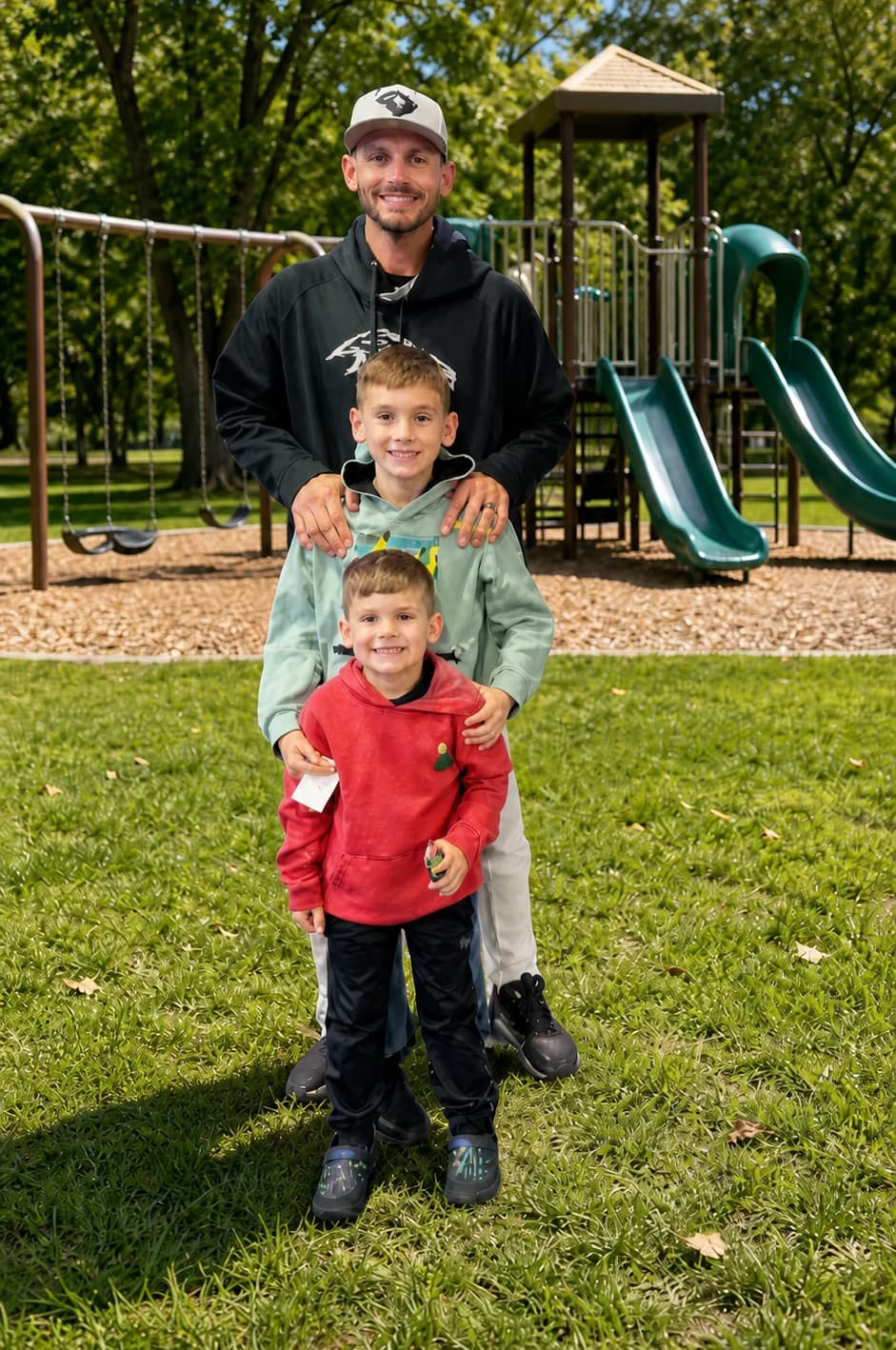 Matt Vannort with his two sons in the park